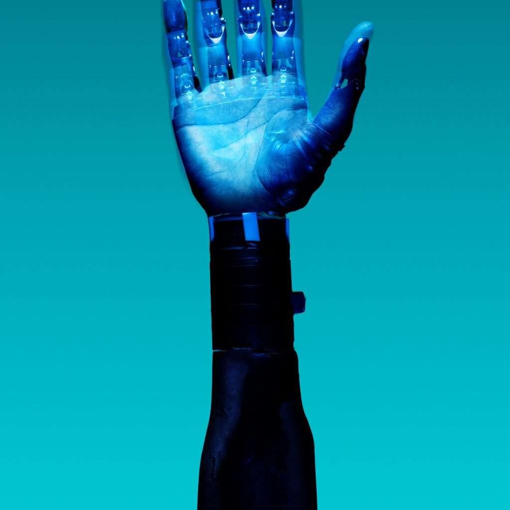 blue hand generated with AI